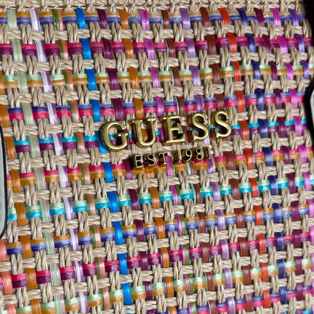 Guess Silvana Multi-Colored Straw Double Compartm… - image 2